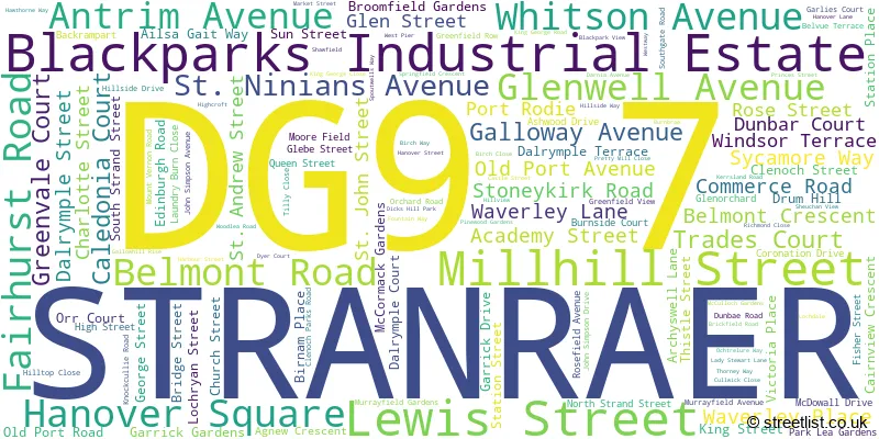 A word cloud for the DG9 7 postcode
